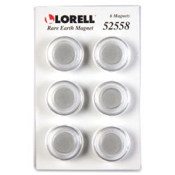 Lorell Round Cap Rare Earth Magnets, Clear, Pack of 6, Item Number 1531451