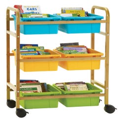 Image for Copernicus Small Bamboo Book Browser Cart with Vibrant Cool Tub Combo, 28 x 16 x 37-1/2 Inches from School Specialty