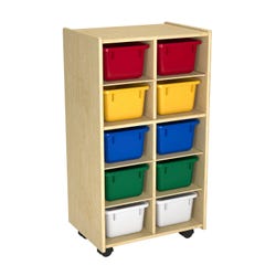 Image for Childcraft Mobile Cubby Unit With Locking Casters, 10 Assorted Color Trays, 19-1/2 x 14-1/4 x 36 Inches from School Specialty