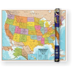 Round World Interactive US Map, 32 x 40-1/2 Inches, Item Number 1534748
