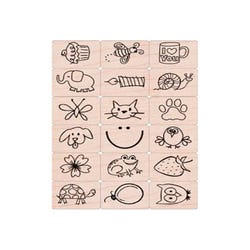 Image for Hero Arts Rubber Woodblock Stamp Set, 3 x 5 Inches, Includes Ink Cube, Original Mix, Set of 18 from School Specialty