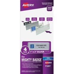 Image for Avery Mighty Badge System Name Tags, Inkjet, Silver, Pack of 4 from School Specialty