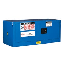 Image for Justrite ChemCor Piggyback Hazardous Material 2 Door Safety Cabinet, 12 gal, 18 Gauge CR Steel, Blue from School Specialty