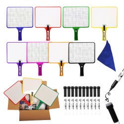 Image for KleenSlate Rectangular Dry Erase Boards with Dry Erase Markers, Two-Sided, Graph/Plain, Assorted Colors, Pack of 10 from School Specialty