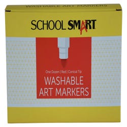 School Smart Washable Art Markers, Conical Tip, Red, Pack of 12 Item Number 2002983