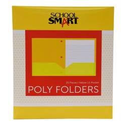 Image for School Smart 2-Pocket Poly Folders with 3-Hole Punch, Yellow, Pack of 25 from School Specialty