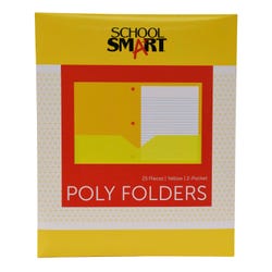 School Smart 2-Pocket Poly Folders with 3-Hole Punch, Yellow, Pack of 25 Item Number 2019626