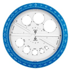 Image for Helix Angle and Circle Maker Protractor/Compass, 1/8 to 4 Inches, Assorted Colors from School Specialty