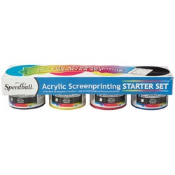 Speedball Permanent Non-Toxic Non-Flammable Oil Based Acrylic Screen Printing Ink Set, 4 oz Jar, Assorted Color, Set of 4 Item Number 404603