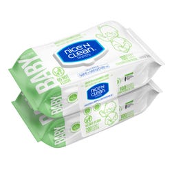 Image for Nice ’n Clean Baby Skin Health Wipes, Green Tea & Cucumber, 2 Packs of 100 Wipes from School Specialty