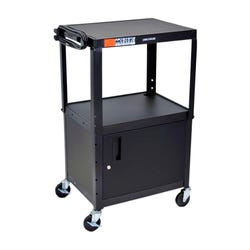 Image for Luxor H Wilson Adjustable AV Cart with Cabinet and Electrical, 24 in W X 18 in D X 42 in H from School Specialty