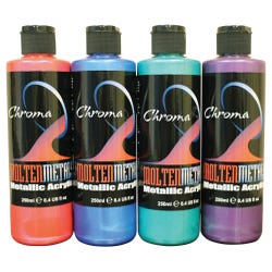 Chroma Molten Metal Acrylics, 8 Ounces, Assorted Bright Colors, Set of 4 Item Number 2019439
