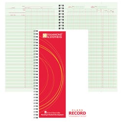 Image for Hammond & Stephens Wire-O Bound Class Record Book - PolyIce Cover, 6-3/4 X 11 Inches, 45 Students, 9/10 Week, Green/Red from School Specialty