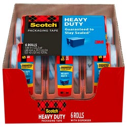 Image for Scotch Heavy Duty Shipping Packaging Tape with Dispenser, 1.88 x 800 Inches, Clear, Pack of 6 from School Specialty