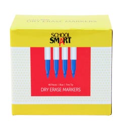 Image for School Smart Dry Erase Pen Style Markers, Fine Tip, Blue, Pack of 48 from School Specialty