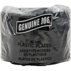 Image for Genuine Joe Disposable/Reusable Round Plastic Plate, 9 W in, Black, Pack of 125 from School Specialty
