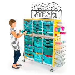 Image for TeacherGeek Ultimate STEAM Maker Activity Cart, Kiwi with STEAM Sign from School Specialty