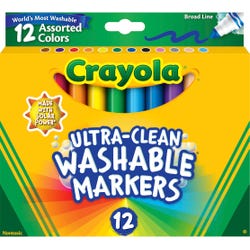 Image for Crayola Washable Markers, Broad Line, Assorted Colors, Set of 12 from School Specialty
