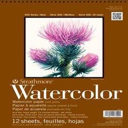Strathmore 400 Artist Watercolor Pad, 9 x 12 Inches, 140 lb, 12 Sheets Item Number 1289295