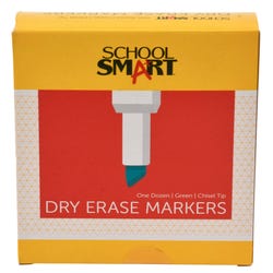 Image for School Smart Dry Erase Markers, Chisel Tip, Low Odor, Green, Pack of 12 from School Specialty
