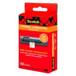 Image for Scotch Thermal Laminating Pouch, 2-3/8 x 3-3/4 Inches, 5 mil Thick, Pack of 100 from School Specialty