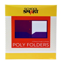 School Smart 2-Pocket Poly Folders with 3-Hole Punch, Purple, Pack of 25 2019642