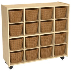 Image for Childcraft Mobile Cubby Unit with Locking Casters, 16 Baskets, 38-5/16 x 14-1/4 x 30 Inches from School Specialty