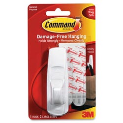 Image for Command Reusable Utility Hook with Removable Adhesive Strips, Large, 5 lb Capacity from School Specialty