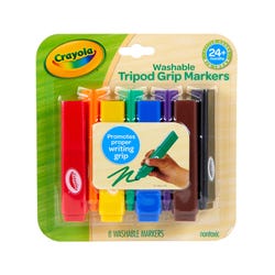 Image for Crayola Washable Tripod Grip Markers, Assorted Colors, Set of 8 from School Specialty