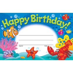Image for Trend Enterprises Sea Buddies Happy Birthday Recognition Awards, Pack of 30 from School Specialty