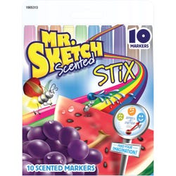 Mr Sketch Premium Scented Stix Watercolor Markers, Fine Tip, Assorted Scents andColors, Set of 10 Item Number 059424