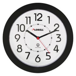 Image for Lorell Atomic Round Wall Clock with Arabic Numerals, 9 Inches, Black Frame from School Specialty