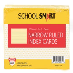 Image for School Smart Ruled Index Card, 4 x 6 Inches, Canary, Pack of 100 from School Specialty