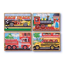 Image for Melissa & Doug Wooden Vehicle Puzzles in a Box, 4 Puzzles with 12 Pieces Each from School Specialty