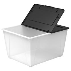 Image for Storex Storage Bin 16 Gallon, Clear with Black Lid from School Specialty