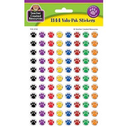 Image for Teacher Created Paw Print Mini Stickers Value Pack, Assorted Colors, Pack of 1144 from School Specialty