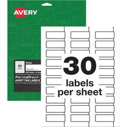 Image for Avery PermaTrack Durable Asset Tag Labels, 3/4 x 2 Inches, Matte White, Pack of 240 from School Specialty