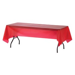 Image for Genuine Joe Table Cover, 54 W x 108 D in, Rectangle, Plastic, Red, Pack of 6 from School Specialty