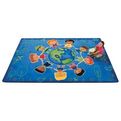 Carpets for Kids Carpet Give the Planet a Hug Rug, 8 x 12 Feet, Rectangle, Blue, Item Number 1512757