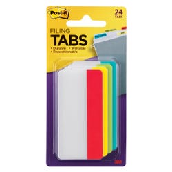 Image for Post-it Filing Tabs, 3 Inches, Flat, Assorted Primary Colors, Pack of 24 from School Specialty