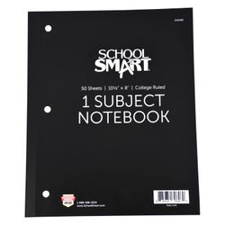 School Smart Wireless Notebook, 1 Subject, College Ruled, 8 x 10-1/2 Inches, 50 Sheets, Assorted Colors 2001985