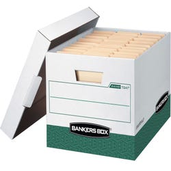 Image for Bankers Box R-Kive File Storage Box, 12 x 15 x 10 Inches, White/Green, Pack of 12 from School Specialty