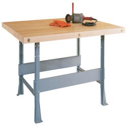 Image for Diversified Woodcrafts 2 Station Workbench with 2 Doors and Vise, 64 x 28 x 31-1/4 Inches, Maple from School Specialty