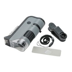 Image for Carson MicroFlip 100x-250x LED & UV Lighted Pocket Microscope with Flip Down Slide Base and Smartphone Digiscoping Clip from School Specialty