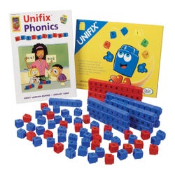 Image for Unifix Letter Cubes Word Building Center, Set of 60 Vowels and 120 Consonants, Red and Blue from School Specialty
