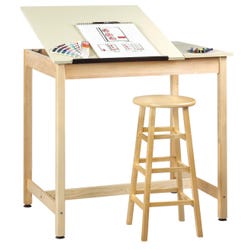 Diversified Spaces Drawing Table, Split Top, 42 x 30 x 39-3/4 Inches, Plain Apron, Almond Laminate Top, Item Number 566737