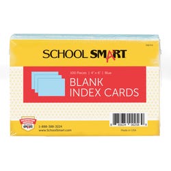 School Smart Unruled Index Cards, 4 x 6 Inches, Blue, Pack of 100 088704