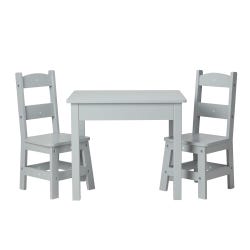 Image for Melissa & Doug Wooden Table & Chairs Set, 23-1/2 x 20 x 20-1/4 Inches, Gray from School Specialty