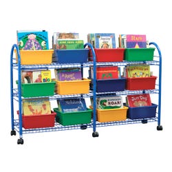 Metal Mobile Leveled Library with 12 Assorted Color Trays, Blue, Item Number 2006840