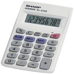 Image for Sharp EL-233SB Battery Powered Basic Calculator, 8 Digit, White from School Specialty